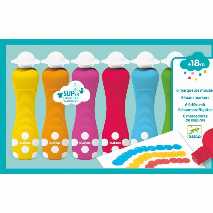 Djeco - 6 Foam Markers for Toddlers