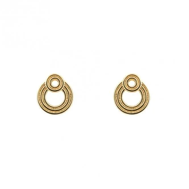 Boucles d'oreilles à clous à double cercle plaqué or avec crêtes E6243 Beginnings Jewellery