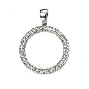 Pendentif Cercle Ouvert en Rhodium avec CZ Transparent P4344C - Bijoux Beginnings