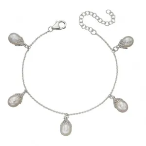 Bracelet à breloques perles baroques argentées Elements B5176W - Bijouterie Beginnings