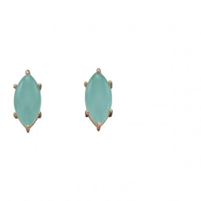 Boucles d'oreilles Elements Silver Marquise Cab Aqua Chalcedony Plaqué Or Rose E5705T Beginnings Jewellery