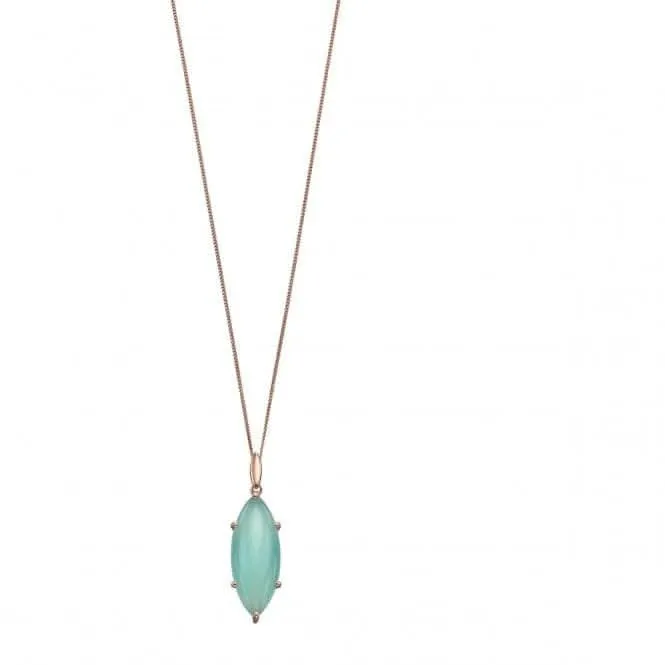 Pendentif Elements Silver Marquise Cab Aqua Chalcedony Plaqué Or Rose P4690T Débuts Bijoux