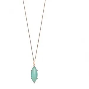 Pendentif Elements Silver Marquise Cab Aqua Chalcedony Plaqué Or Rose P4690T Débuts Bijoux