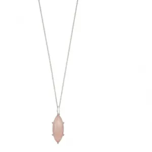 Éléments Pendentif Plaqué Argent Marquise Cabochon Rose Agate P4689P Bijoux Beginnings