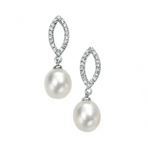 Boucles d'oreilles pendantes en argent marquise avec perles E3860WZ364 de la collection Beginnings Jewellery