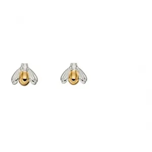 Boucles d'oreilles Bug en argent mélangé avec plaque jaune et argent uni E5682 - Débuts Bijoux