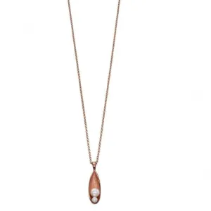 Pendentif Éléments en Plaque Or Rose Argenté & Perle Tombante P4548P Bijoux Beginnings