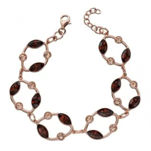 Bracelet Elements en Argent Rose Doré avec Topaze Fumée et Pêche en Cristaux Swarovski B5175 - Débuts de Bijoux