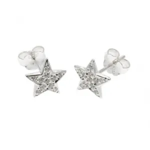 Boucles d'oreilles à clous Étoile en argent sterling avec zirconium cubique transparent E4078C - Beginnings Jewellery