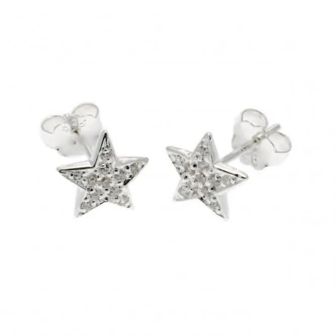 Boucles d'oreilles à clous Étoile en argent sterling avec zirconium cubique transparent E4078C - Beginnings Jewellery