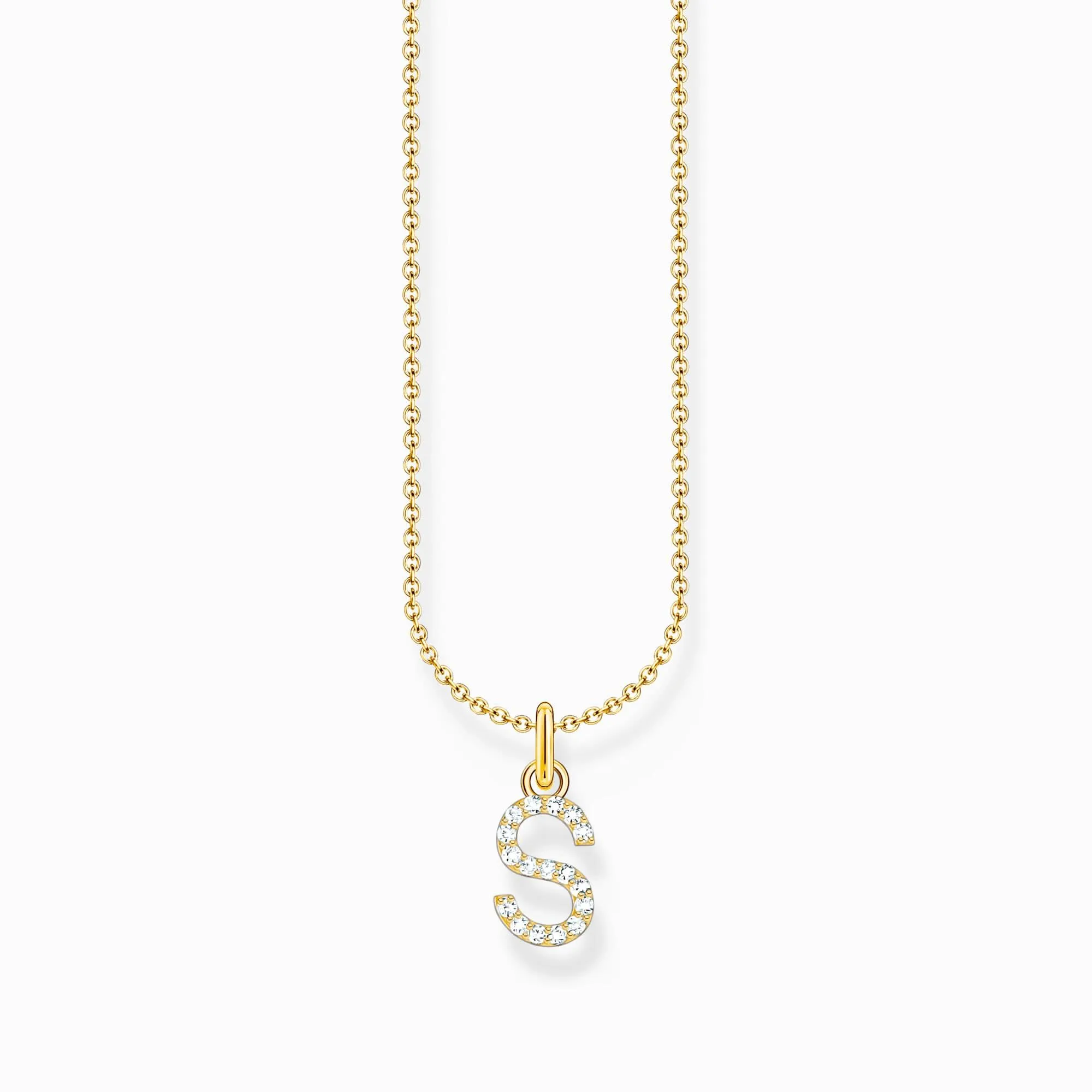 Collier pendentif lettre S plaqué or avec zirconium KE2258-414-14-L45V Thomas Sabo