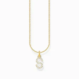 Collier pendentif lettre S plaqué or avec zirconium KE2258-414-14-L45V Thomas Sabo