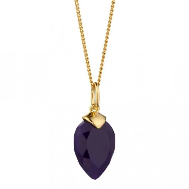 Pendentif en calcédoine pierre de naissance plaqué or jaune février P4976 Beginnings Jewellery