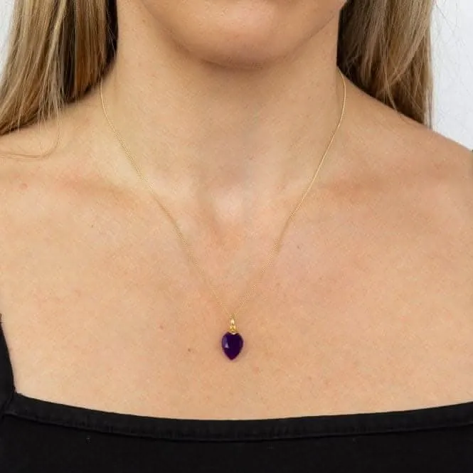 Pendentif en calcédoine pierre de naissance plaqué or jaune février P4976 Beginnings Jewellery