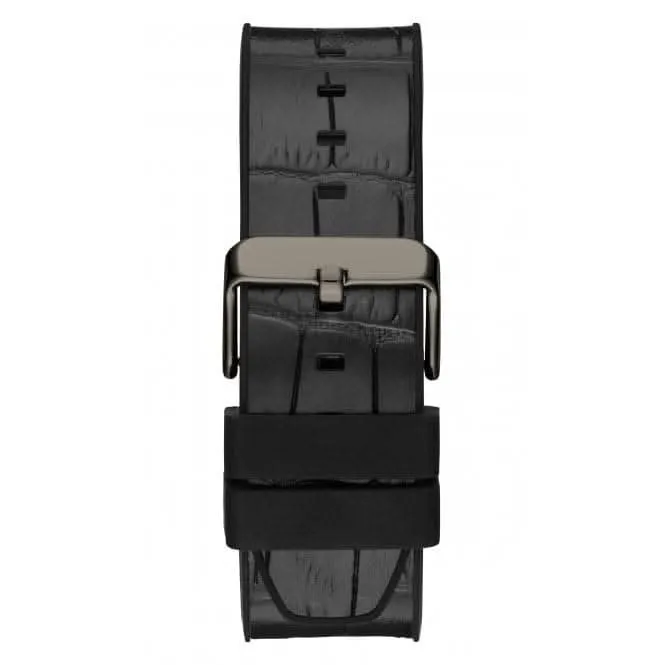 Gents Edge Monture en acier brossé avec bracelet en cuir véritable et silicone GW0492G1
