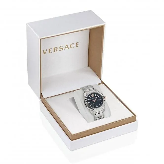 Montre Greca Time pour Homme en Acier Inoxydable Noir VE3K00322