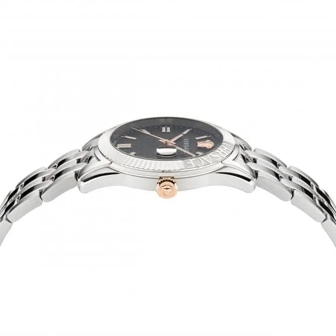 Montre Greca Time pour Homme en Acier Inoxydable Noir VE3K00322