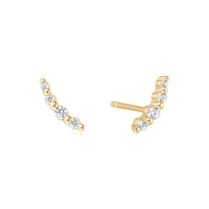 Boucles d'oreilles à clous en pierre perlée avec bague en or E065-01G Ania Haie Jewellery