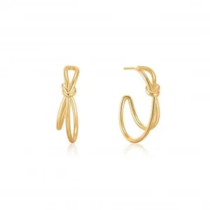Boucles d'oreilles à anneau avec nœud en or E029-02G Ania Haie Jewellery