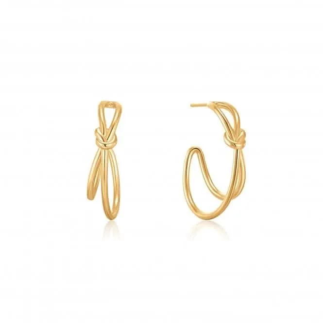 Boucles d'oreilles à anneau avec nœud en or E029-02G Ania Haie Jewellery