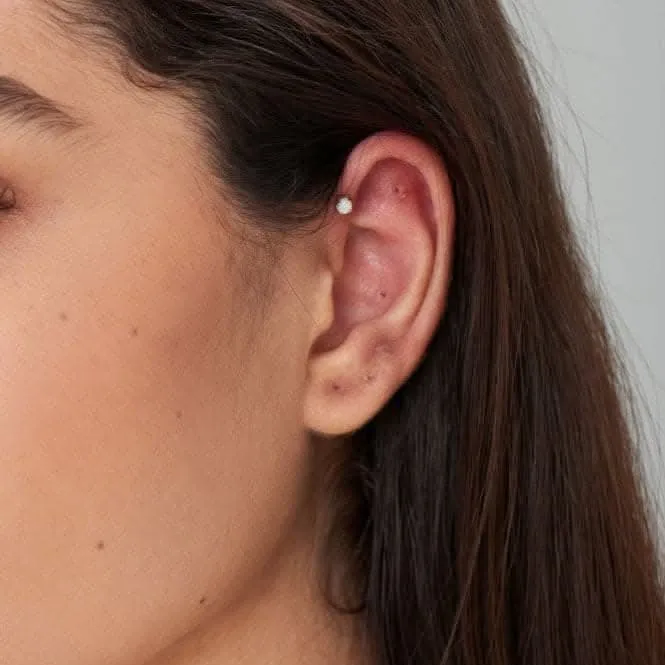 Boucle d'oreille à clou unique en Opale de Kyoto dorée E034-01G Ania Haie Jewellery