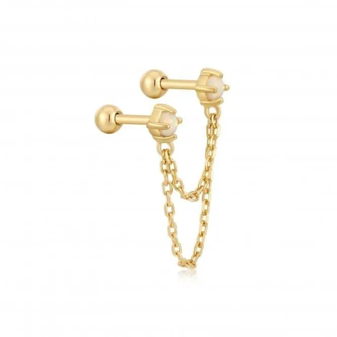 Boucle d'oreille barbell à chaîne goutte Opal Gold Kyoto E047-06G Ania Haie Jewellery