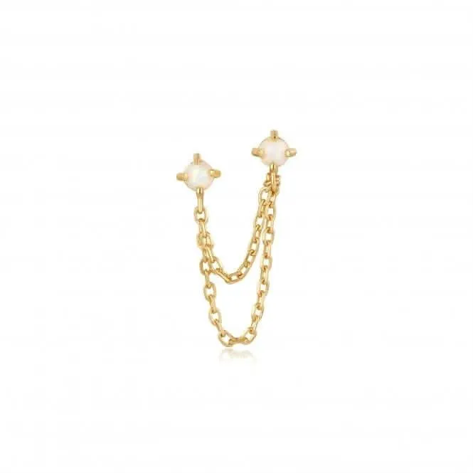 Boucle d'oreille barbell à chaîne goutte Opal Gold Kyoto E047-06G Ania Haie Jewellery