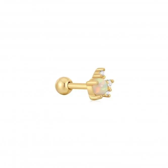 Boucle d'oreille simple Barbell Couronne Pailletée Opale Kyoto Or E047-05G Ania Haie Jewellery