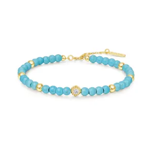 Bracelet en or avec turquoise créée en laboratoire B063-04G Ania Haie Jewellery