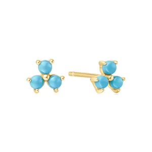Boucles d'oreilles à clous Lotus Turquoise Créé en Or Lab E063-04G Ania Haie Jewellery