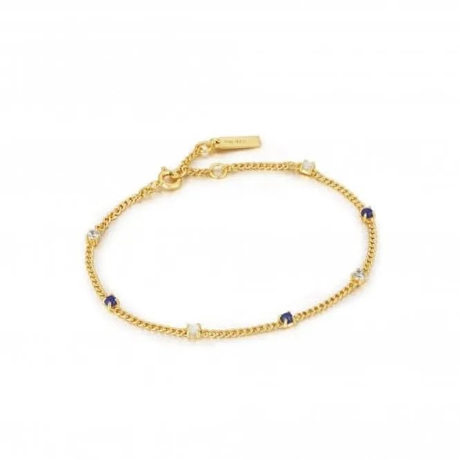 Bracelet Chaîne en Or et Lapis B039-01G-L Bijoux Ania Haie
