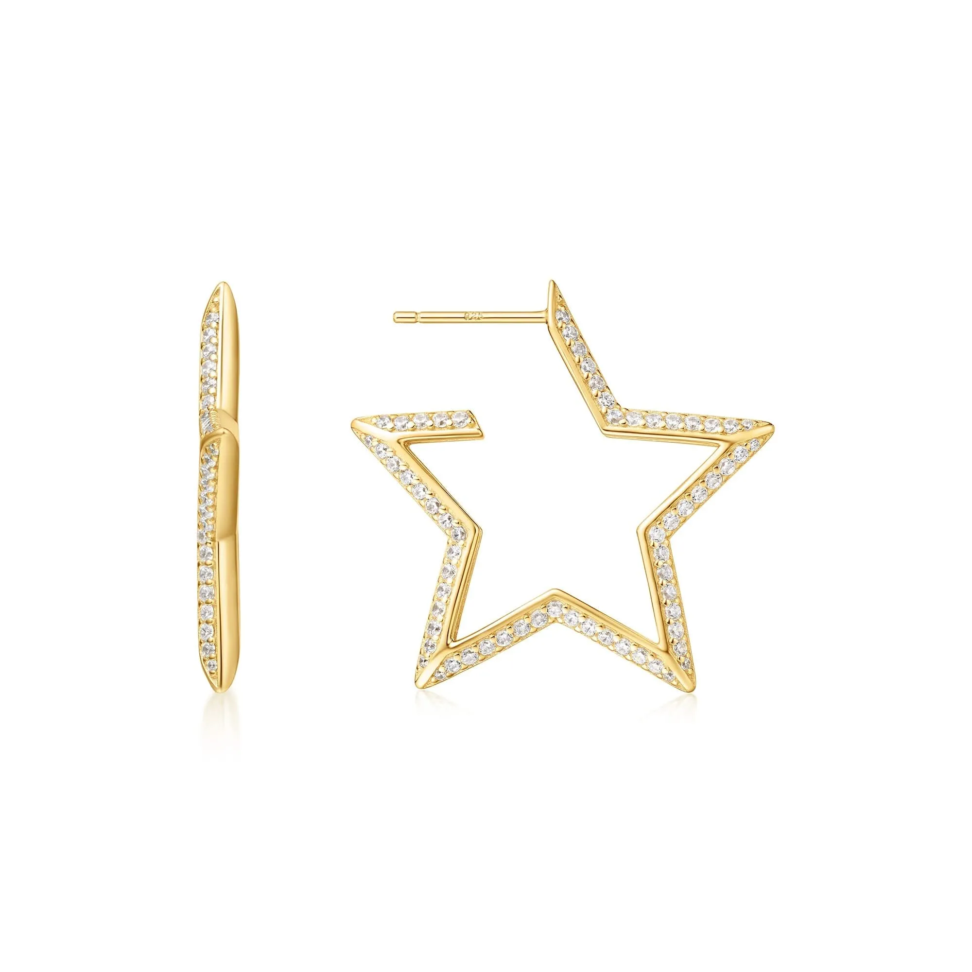 Boucles d'oreilles pavées en or en forme de grande étoile E064-09G Ania Haie Jewellery