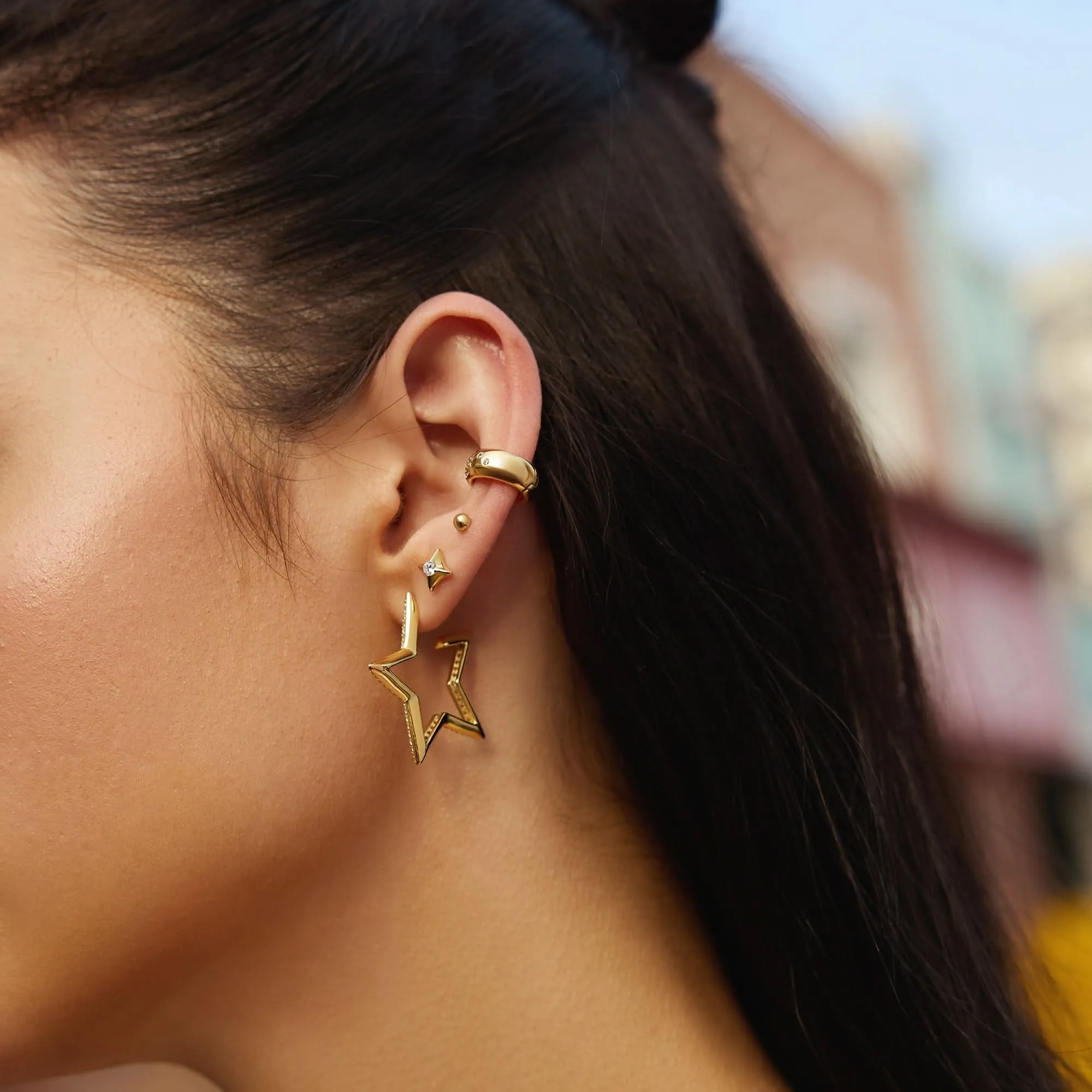 Boucles d'oreilles pavées en or en forme de grande étoile E064-09G Ania Haie Jewellery