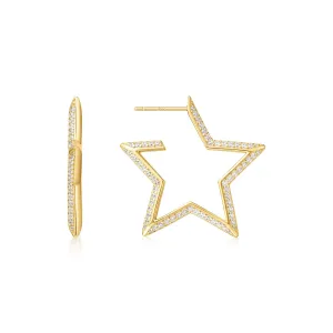 Boucles d'oreilles pavées en or en forme de grande étoile E064-09G Ania Haie Jewellery