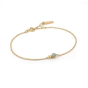 Bracelet Chaîne en Amazonite avec Orbe Doré B045-01G-AM Bijoux Ania Haie