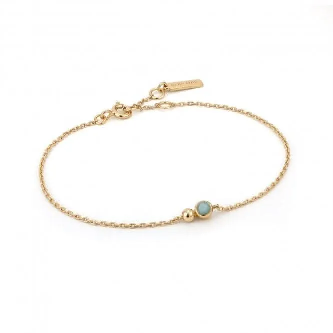 Bracelet Chaîne en Amazonite avec Orbe Doré B045-01G-AM Bijoux Ania Haie