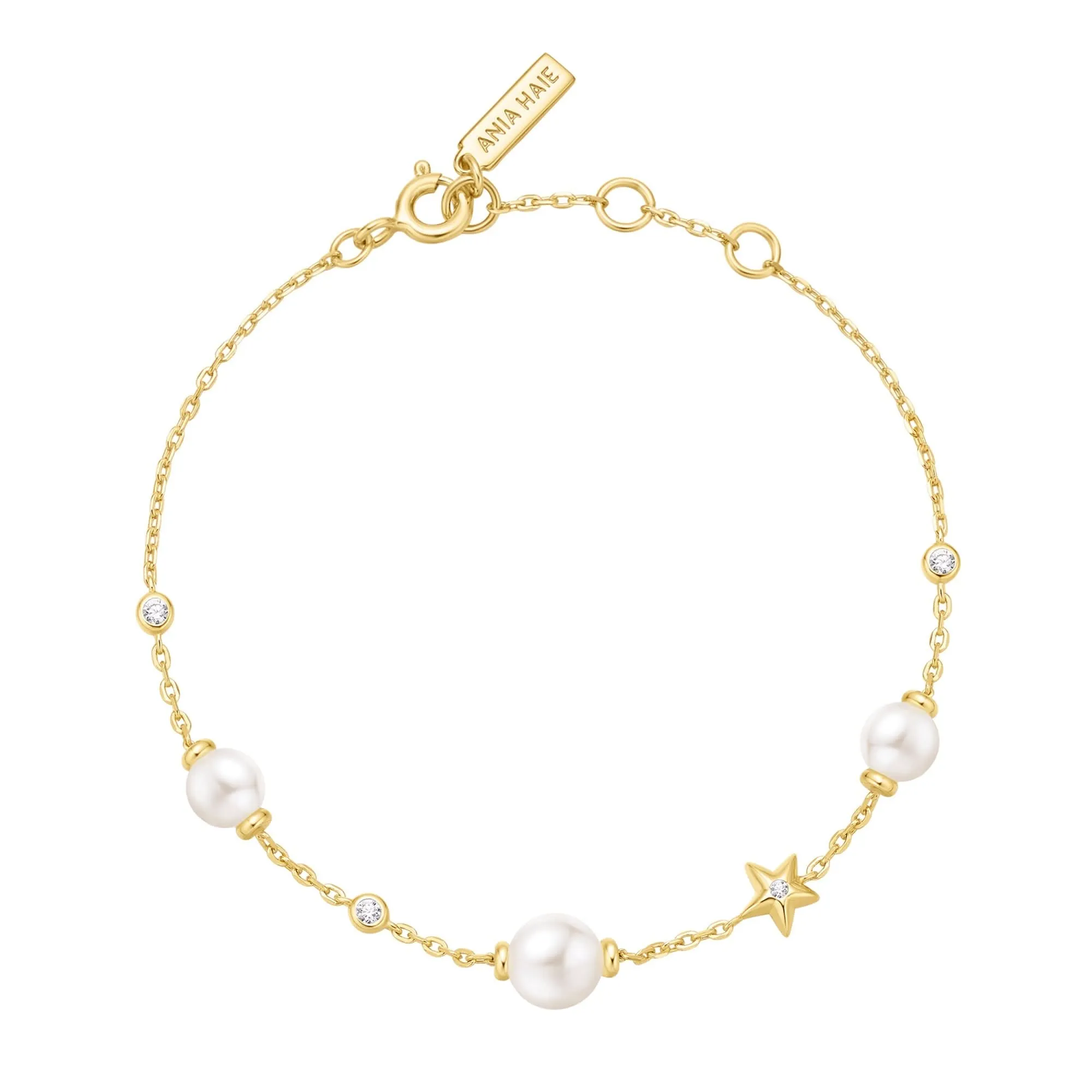 Bracelet Station Étoile et Perle Dorée B065-05G Ania Haie Bijoux