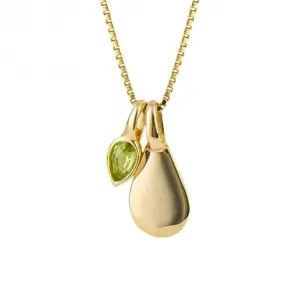 Pendentif en Péridot d'Août plaqué or P5186 - Bijoux Beginnings