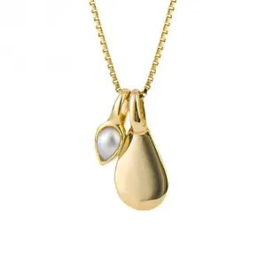 Pendentif en perle cabochon avec pierre de naissance plaqué or P5184 - Bijoux Beginnings