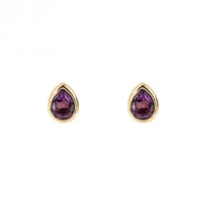Boucles d'oreilles en améthyste de février plaquées or E6203 - Débuts de bijoux