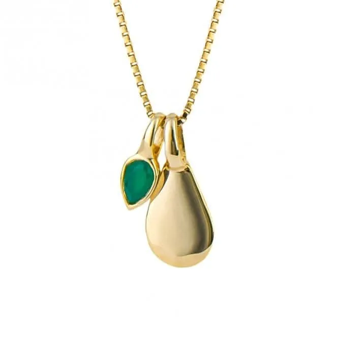 Pendentif en Onyx Vert Mai Pierre de Naissance Plaqué Or P5183 Beginnings Jewellery