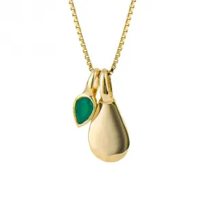 Pendentif en Onyx Vert Mai Pierre de Naissance Plaqué Or P5183 Beginnings Jewellery