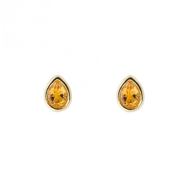 Boucles d'oreilles en citrine de novembre plaquées or E6212 Bijoux Beginnings
