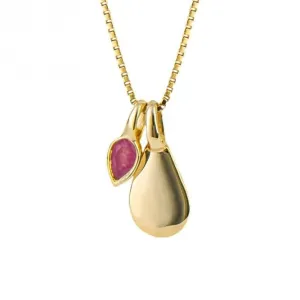 Pendentif en quartz rose pierre de naissance plaqué or P5185 Beginnings Jewellery