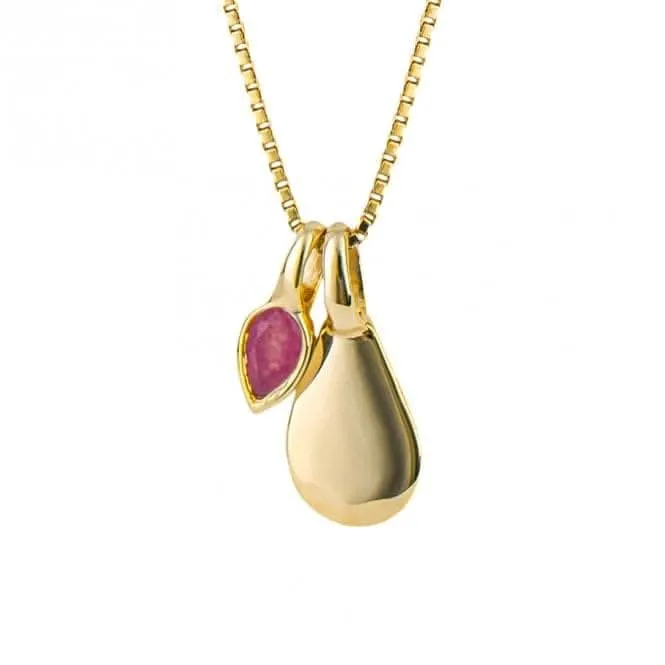 Pendentif en quartz rose pierre de naissance plaqué or P5185 Beginnings Jewellery