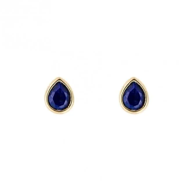 Boucles d'oreilles plaquées or en pierre de naissance septembre Lapis Lazuli E6210 Beginnings Jewellery