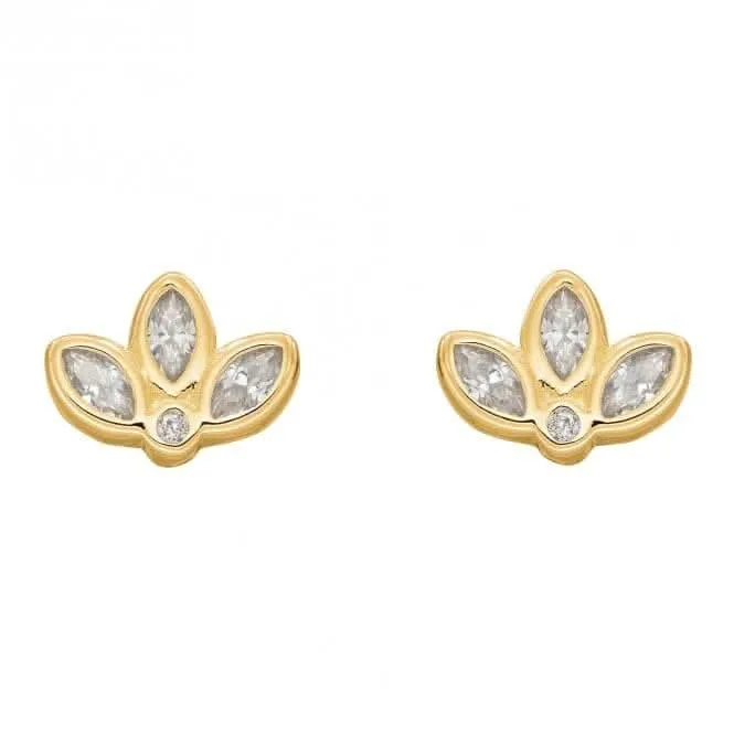 Boucles d'oreilles Fleur de Lotus en Zircone Doré E6274C Beginnings Jewellery