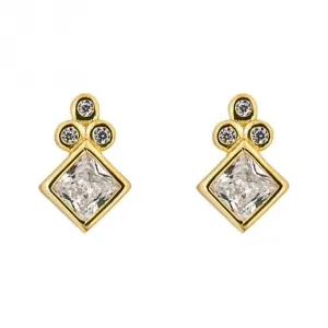 Boucles d'oreilles en zircone plaqué or en forme de losange E6273C Beginnings Jewellery
