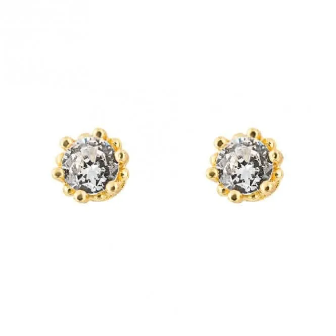 Boucles d'oreilles à clous en zircone plaqué or E6272C Beginnings Jewellery