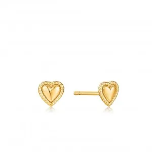 Boucles d'oreilles à clous Cœur en corde dorée E036-02G Ania Haie Jewellery